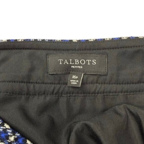TALBOTS Wool Blend Plaid Blue Pencil Skirt Women's Size 16P - Picture 3 of 6